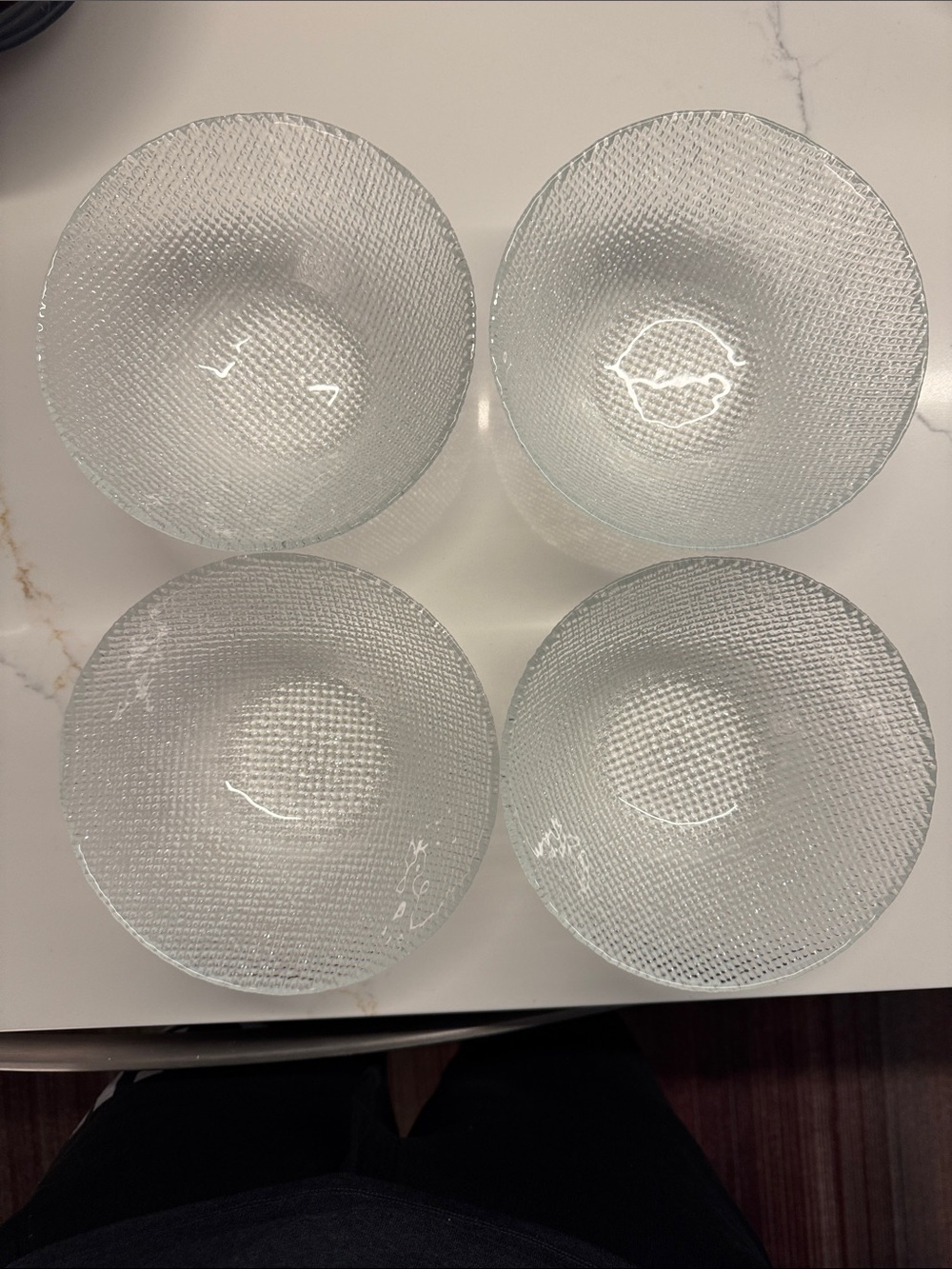 Set of 4 Clear Textured Glass Bowls